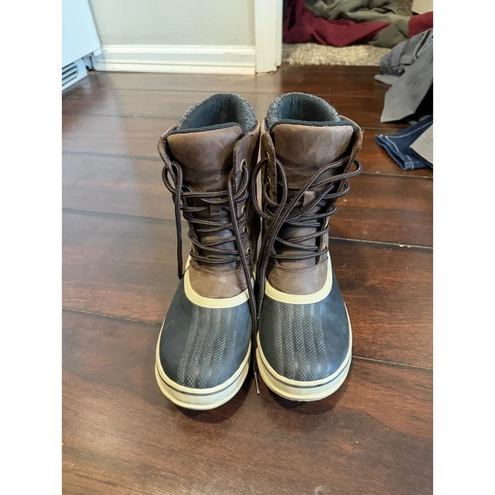 Sorel Slimpack III Lace Waterproof‎ Duck Boots Brown Black NL3810-205 Womens 9.5